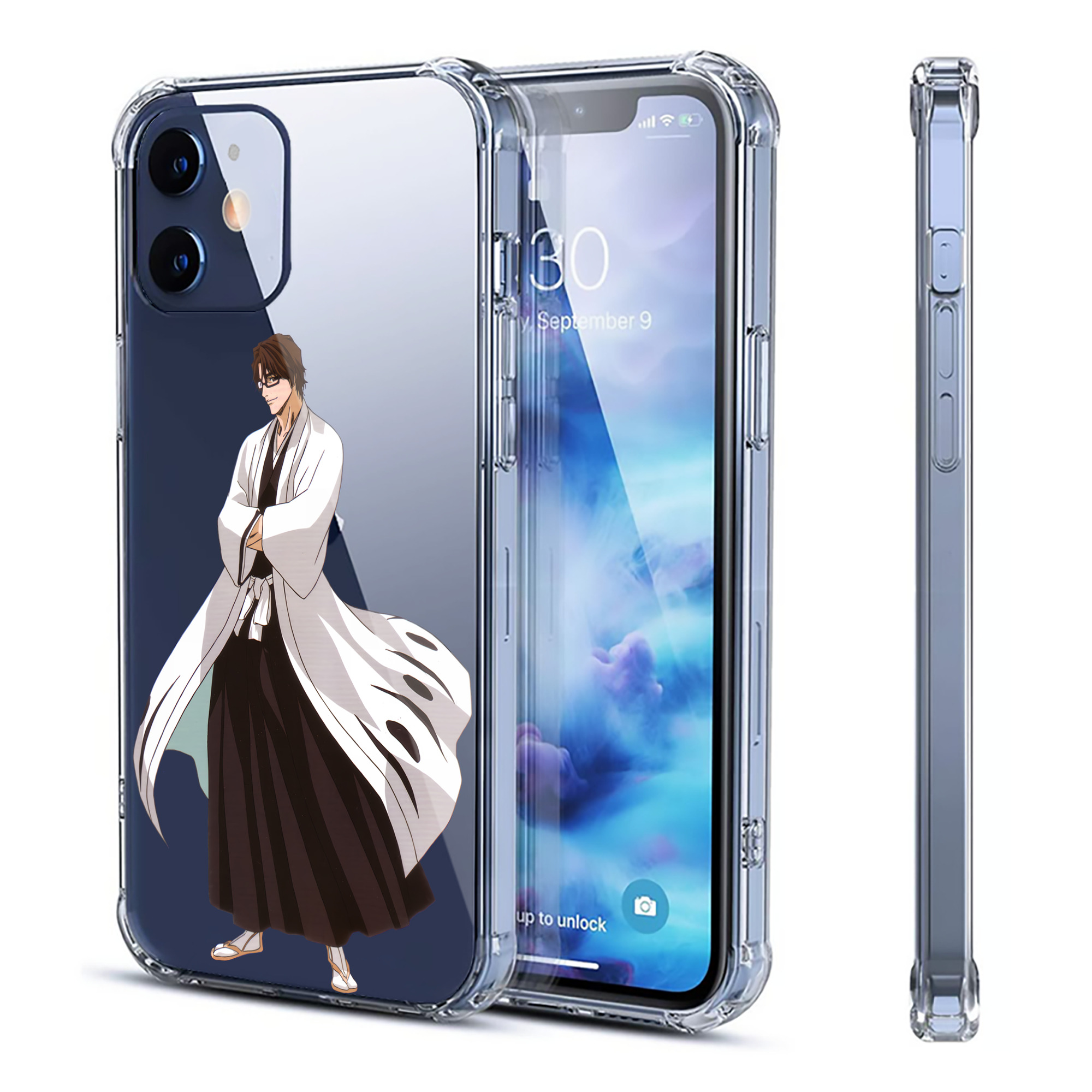 （画像用） ブリーチ 藍染 惣右介（あいぜん そうすけ） BLEACH Aizen Sousuke 【iPhone 12シリーズ対応】透明スマホケース（クリアソフトケース）